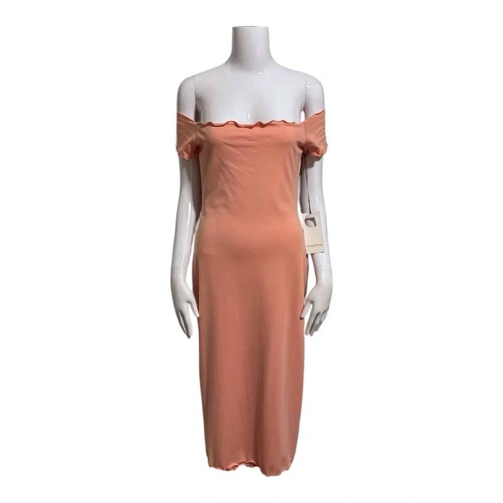 NEW Revolve X Privacy Please Caperton Midi Bodycon Dress Salmon Size M - Picture 3 of 8
